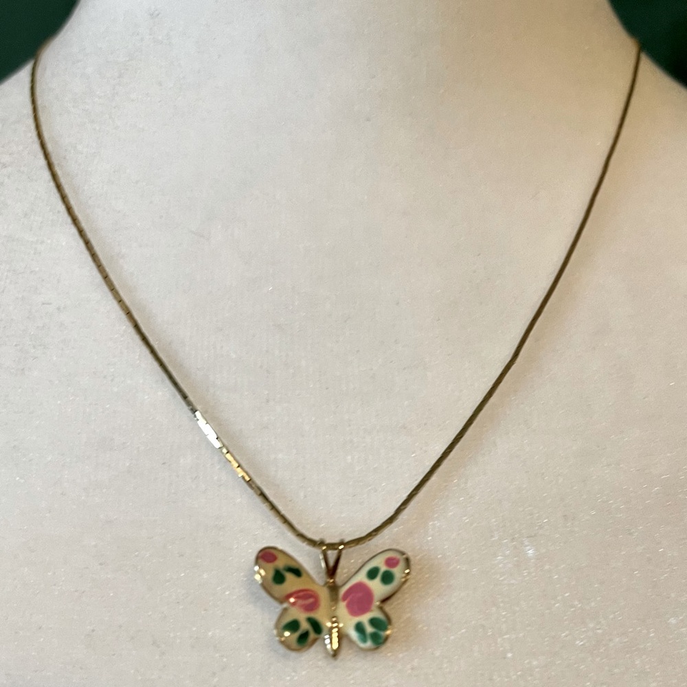 Enameled butterfly necklace